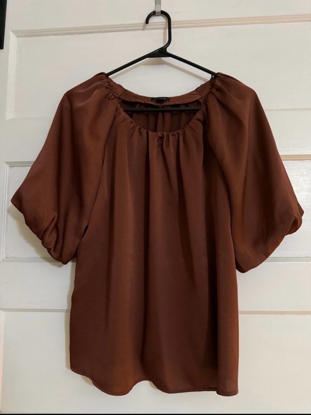 Ann Taylor Chocolate Brown Peasant Blouse size M